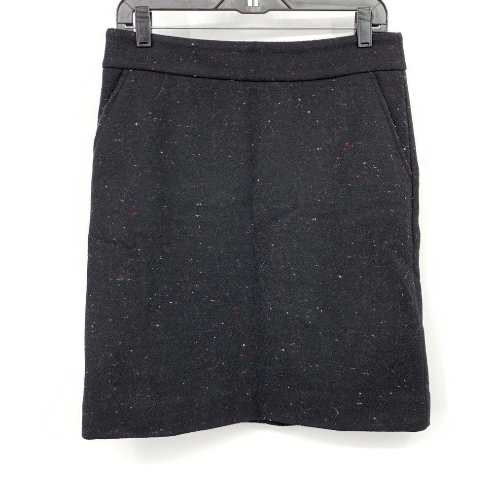 Talbots Women 6 Medium‎ Skirt Pencil Straight Black White Wool Blend Lined
